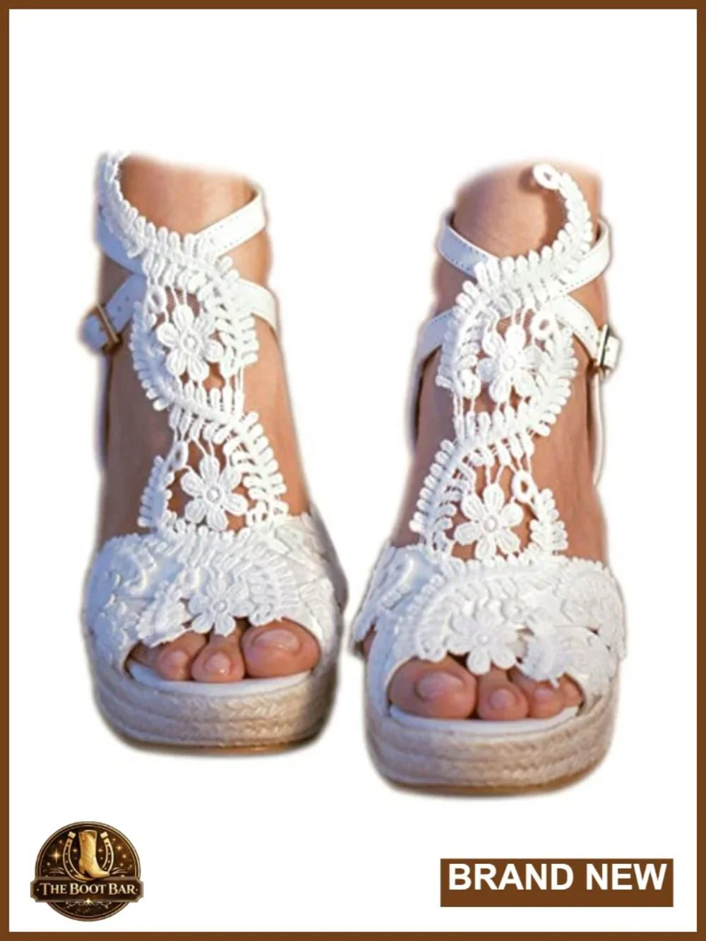 Platform Sandals Wedge Open Toe Ankle Strap Lace Wedding Shoes Bridesmaid PU